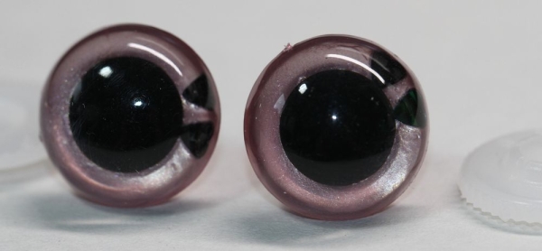 Sicherheitsaugen Unikat rosa metallic mit Herzchen 16,5 mm