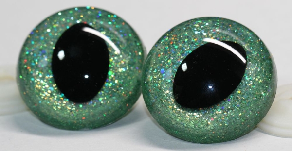 Sicherheitsaugen Katze Drache Unikat Glitter Holo grün 40 mm