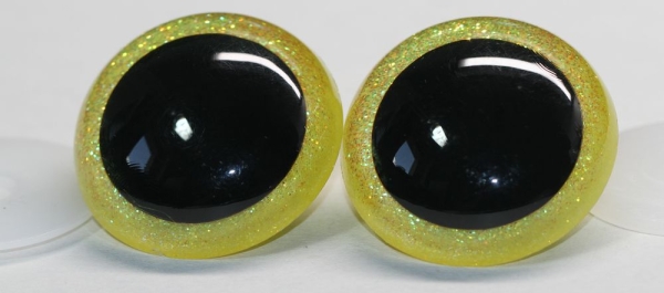 Sicherheitsaugen Unikat Glitter gelb grün 40 mm