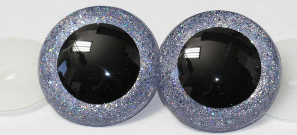 Sicherheitsaugen Unikat Glitter Holo silber 60 mm