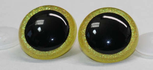 Sicherheitsaugen Unikat gelbgrün Glitter 34 mm