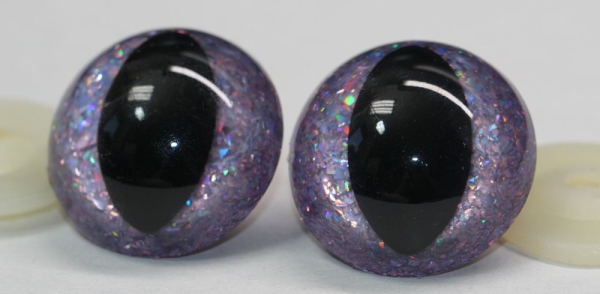 Sicherheitsaugen Katze Drache Unikat Glitter flieder Holo 30 mm