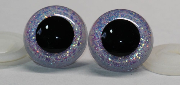 Sicherheitsaugen Unikat Glitter Holo weiß pastell 30 mm