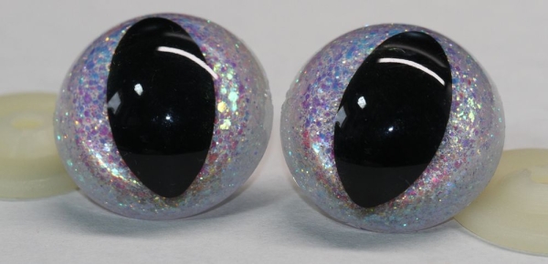 Sicherheitsaugen Katze Drache Glitter Holo weiß Pastell 30 mm