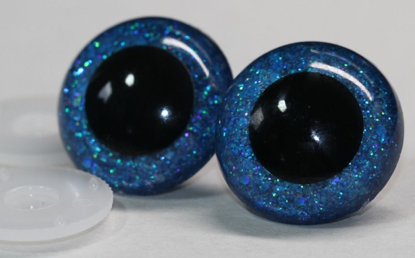 Sicherheitsaugen Unikat Glitter Holo blau 24 mm