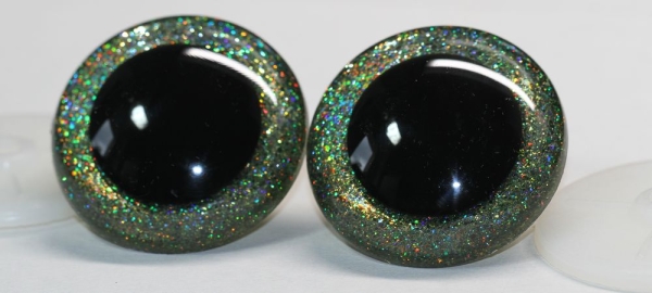 Sicherheitsaugen Unikat Glitter gelbgrün Holo 50 mm