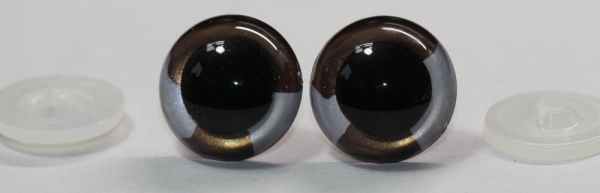 Sicherheitsaugen Unikat 21 mm metallic braun und perlmutt