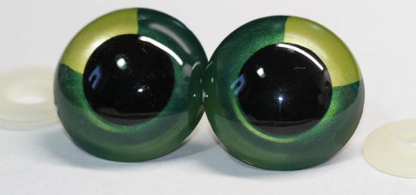 Sicherheitsaugen Unikat metallic grün gelb 40 mm