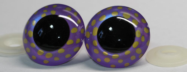 Sicherheitsaugen Unikat metallic violett gelb 40 mm