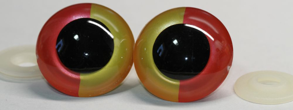Sicherheitsaugen Unikat metallic rot gelb 40 mm