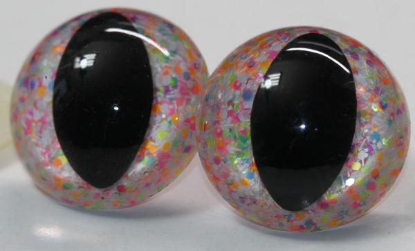 Sicherheitsaugen Katze Drache Unikat Glitter Karneval 30 mm
