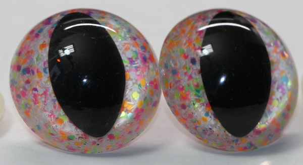 Sicherheitsaugen Katze Drache Unikat Glitter Karneval 30 mm
