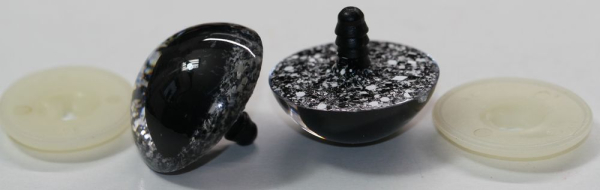 Sicherheitsaugen Katze Drache Unikat Glitter schwarz weiß 30 mm