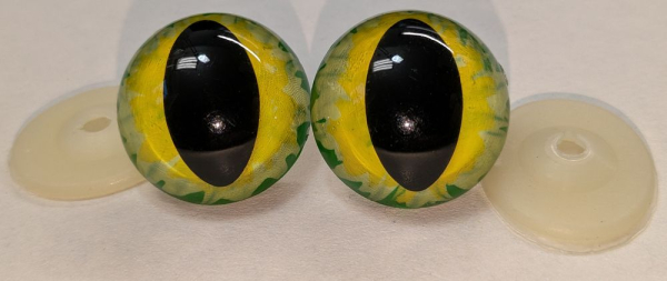 Sicherheitsaugen Katze Drache Unikat grün und gelb 30 mm