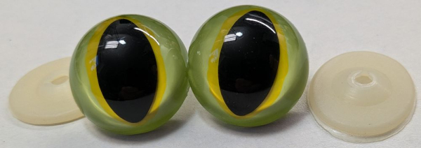 Sicherheitsaugen Katze Drache Unikat grün und gelb 30 mm