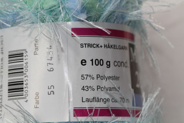 Wolle USCHI Top-Kolorit Effektgarn 100 g 57 % Polyester 43 % Polyamid Farbe hellblau-hellgrün