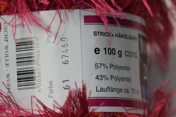 Wolle USCHI Top-Kolorit Effektgarn 100 g 57 % Polyester 43 % Polyamid Farbe pink