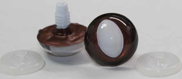 1 Paar Sicherheitsaugen braun metallic 24 mm Katze Drache weiße Pupille