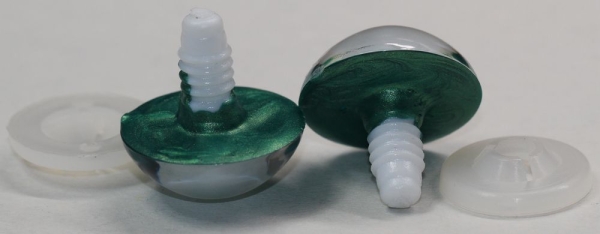 1 Paar Sicherheitsaugen emerald grün metallic 24 mm Katze Drache weiße Pupille