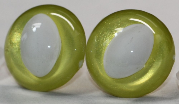 1 Paar Sicherheitsaugen lemon metallic 24 mm Katze Drache weiße Pupille