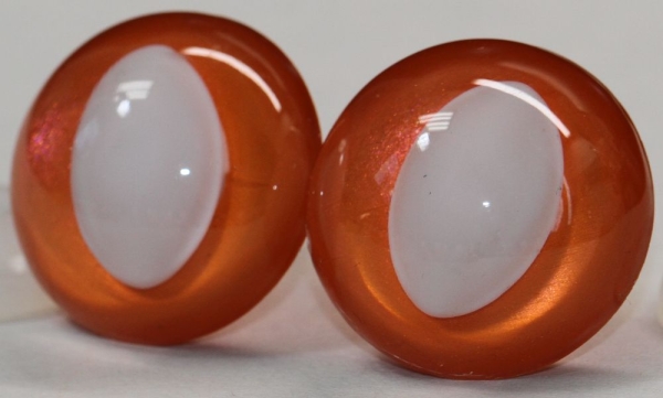 1 Paar Sicherheitsaugen orange metallic 24 mm Katze Drache weiße Pupille