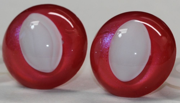 1 Paar Sicherheitsaugen rot metallic 24 mm Katze Drache weiße Pupille