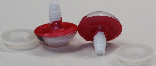 1 Paar Sicherheitsaugen rot metallic 24 mm Katze Drache weiße Pupille