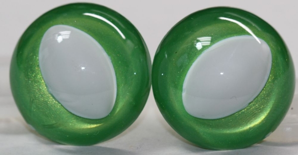 1 Paar Sicherheitsaugen spring green metallic 24 mm Katze Drache weiße Pupille
