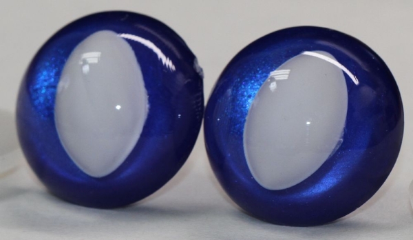 1 Paar Sicherheitsaugen ultramarin blau metallic 24 mm Katze Drache weiße Pupille