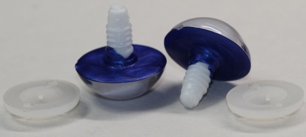 1 Paar Sicherheitsaugen ultramarin blau metallic 24 mm Katze Drache weiße Pupille