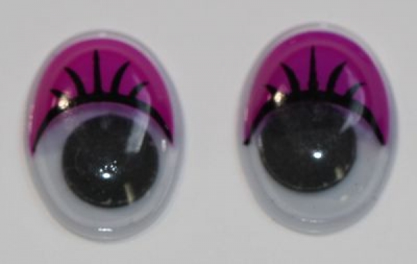 1 Paar Augen (2 Stück) Wackelaugen oval schwarz weiß beere 17 mm x 12 mm