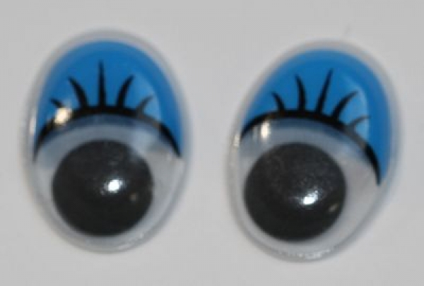 1 Paar Augen (2 Stück) Wackelaugen oval schwarz weiß blau 17 mm x 12 mm
