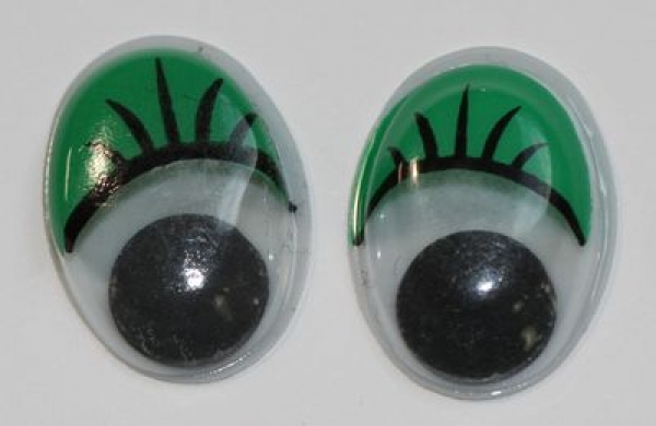 1 Paar Augen (2 Stück) Wackelaugen oval schwarz weiß grün 17 mm x 12 mm