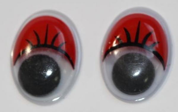 1 Paar Augen (2 Stück) Wackelaugen oval schwarz weiß rot 17 mm x 12 mm