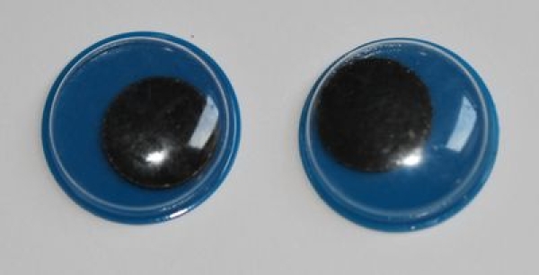 1 Paar Augen (2 Stück) Wackelaugen rund blau schwarze Pupille 15 mm