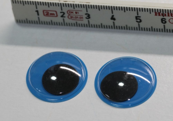 1 Paar Augen (2 Stück) Wackelaugen rund blau schwarze Pupille 24 mm
