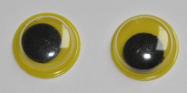1 Paar Augen (2 Stück) Wackelaugen rund gelb schwarze Pupille 10 mm