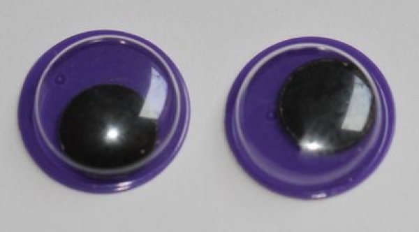 1 Paar Augen (2 Stück) Wackelaugen rund lila schwarze Pupille 12 mm