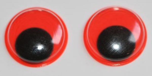 1 Paar Augen (2 Stück) Wackelaugen rund neonorange schwarze Pupille 20 mm