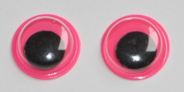 1 Paar Augen (2 Stück) Wackelaugen rund neonpink schwarze Pupille 10 mm