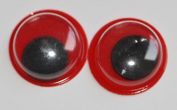 1 Paar Augen (2 Stück) Wackelaugen rund rot schwarze Pupille 12 mm