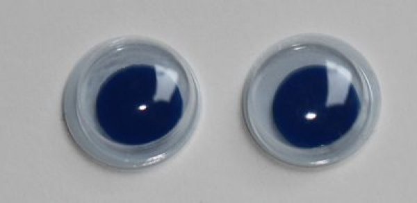 1 Paar Augen (2 Stück) Wackelaugen rund weiß Pupille blau 8 mm