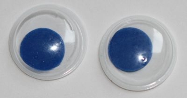 1 Paar Augen (2 Stück) Wackelaugen rund weiß Pupille blau 12 mm