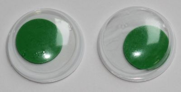 1 Paar Augen (2 Stück) Wackelaugen rund weiß Pupille grün 15 mm