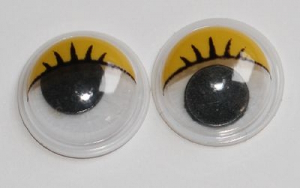 1 Paar Augen (2 Stück) Wackelaugen rund schwarz weiß gelb 10 mm