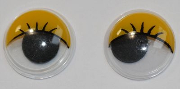 1 Paar Augen (2 Stück) Wackelaugen rund schwarz weiß gelb 15 mm