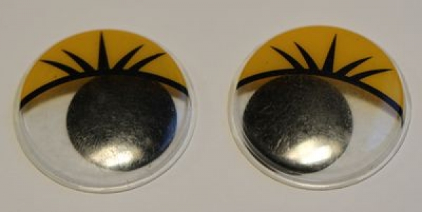 1 Paar Augen (2 Stück) Wackelaugen rund schwarz weiß gelb 30 mm