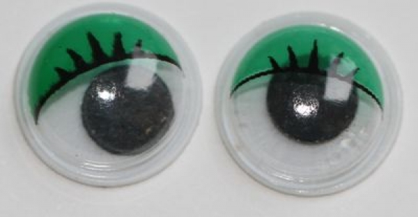 1 Paar Augen (2 Stück) Wackelaugen rund schwarz weiß grün 10 mm