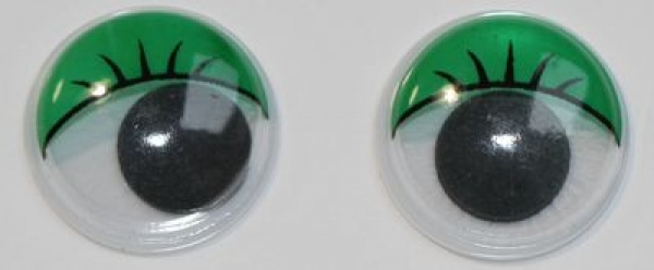 1 Paar Augen (2 Stück) Wackelaugen rund schwarz weiß grün 15 mm