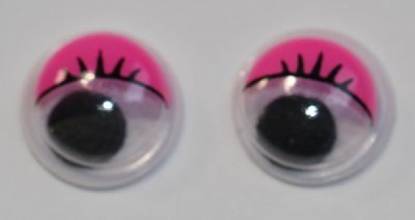 1 Paar Augen (2 Stück) Wackelaugen rund schwarz weiß pink 10 mm